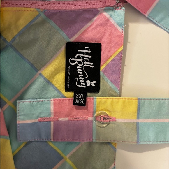 Skye Pastel Plaid Pinafore Dress by Hell Bunny - Picture 5 of 5